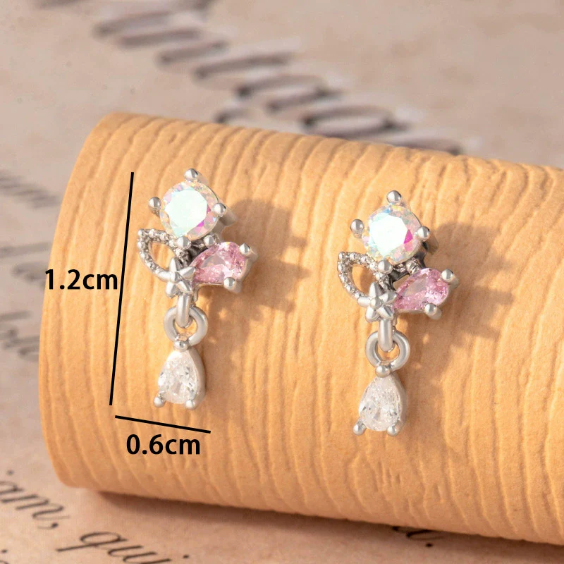 Titanium Steel Drop Shape Electroplated Women's Ear Nail Earrings - Image 3