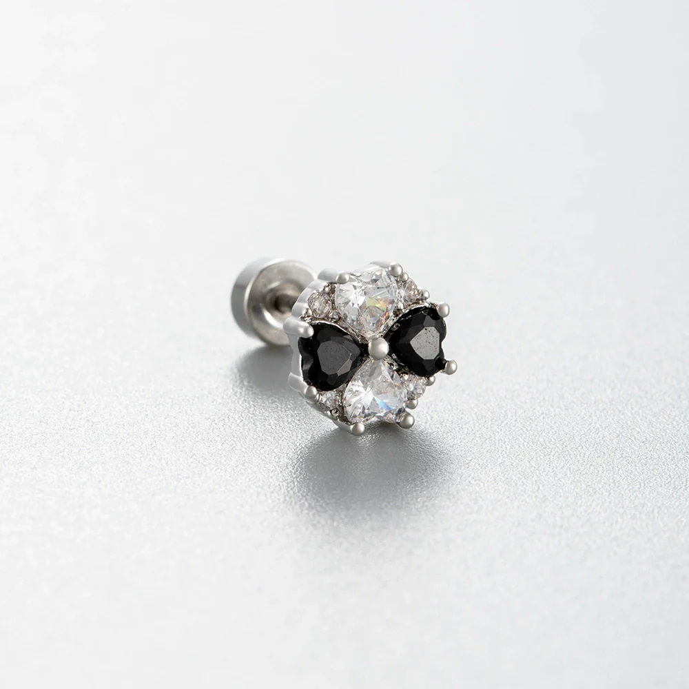 Titanium Steel Ear Nail Vintage Black Love Zircon Inlaid Butterfly Cross Saturn Style For Women - Image 9