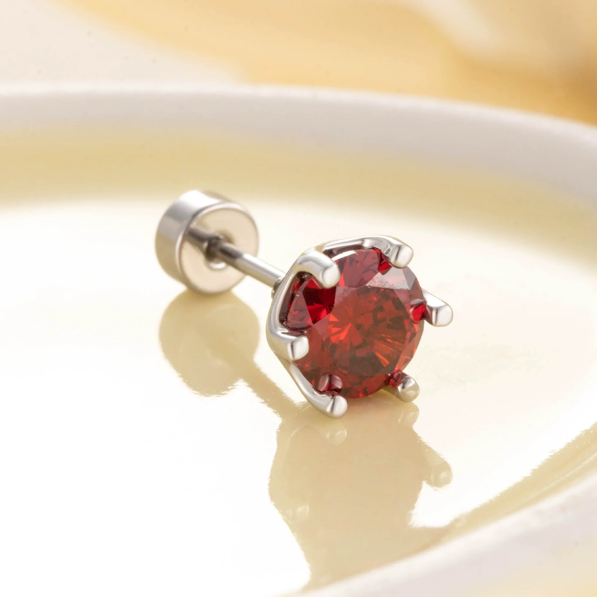 Titanium Steel Ear Nail With Eight Heart And Eight Arrows Zircon Geometric Style Electroplated For Unisex - Image 5
