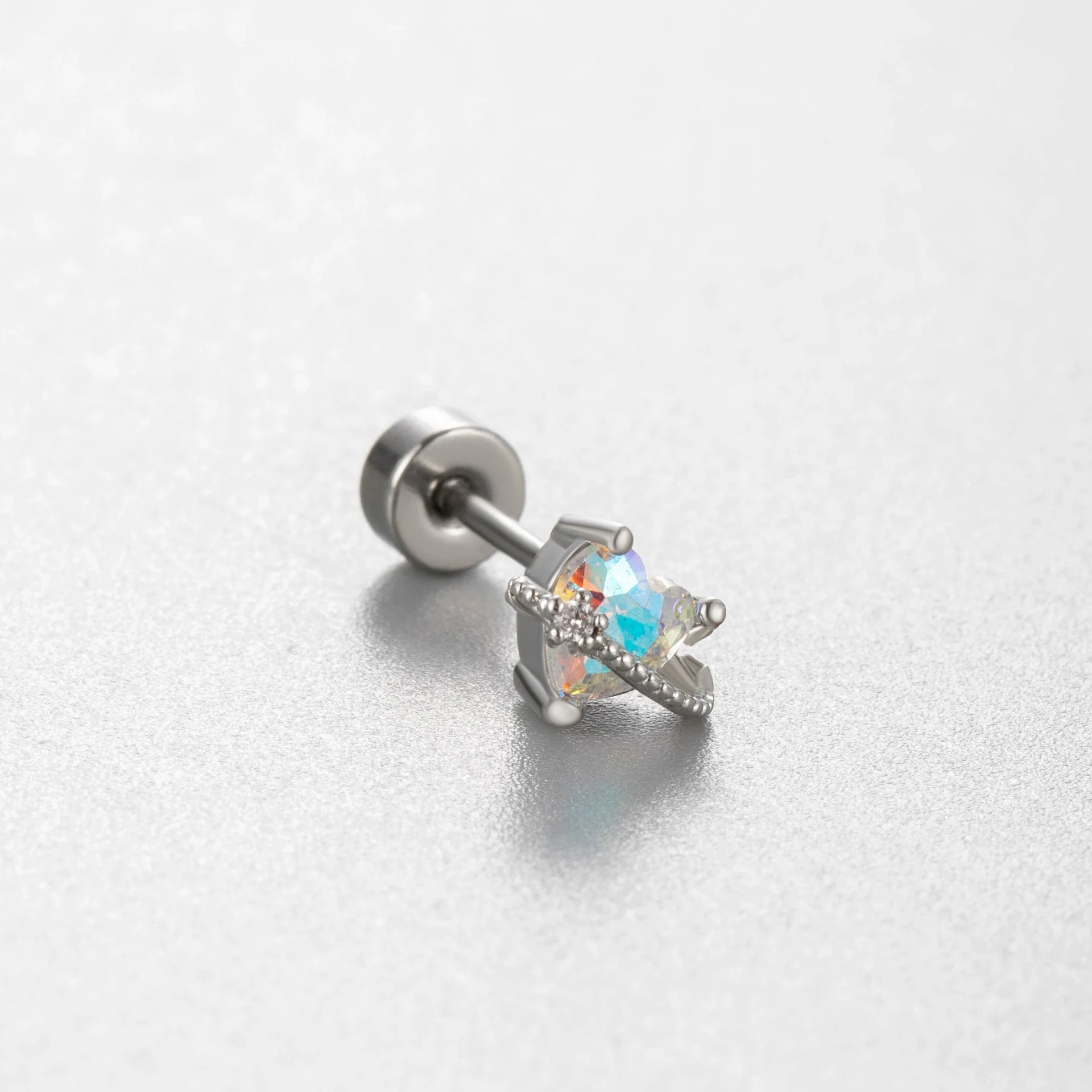 Titanium Steel Ear Nail With Pink Cherry Bow And Inlaid Zircon For Women - Image 10