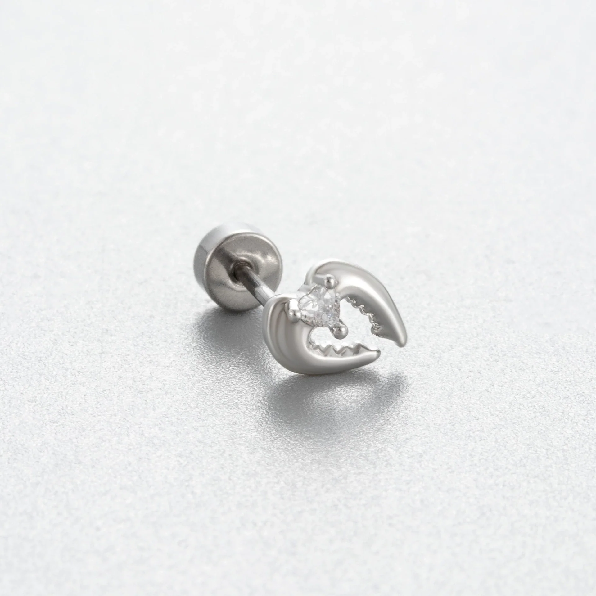 Titanium Steel Ear Nail With Pink Cherry Bow And Inlaid Zircon For Women - Image 2