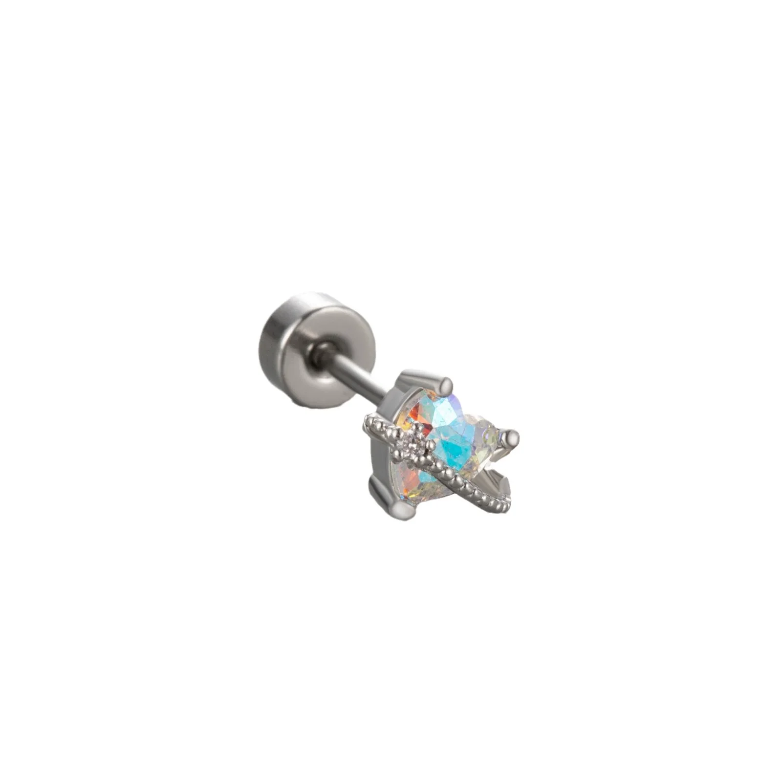 Titanium Steel Ear Nail With Pink Cherry Bow And Inlaid Zircon For Women - Image 4