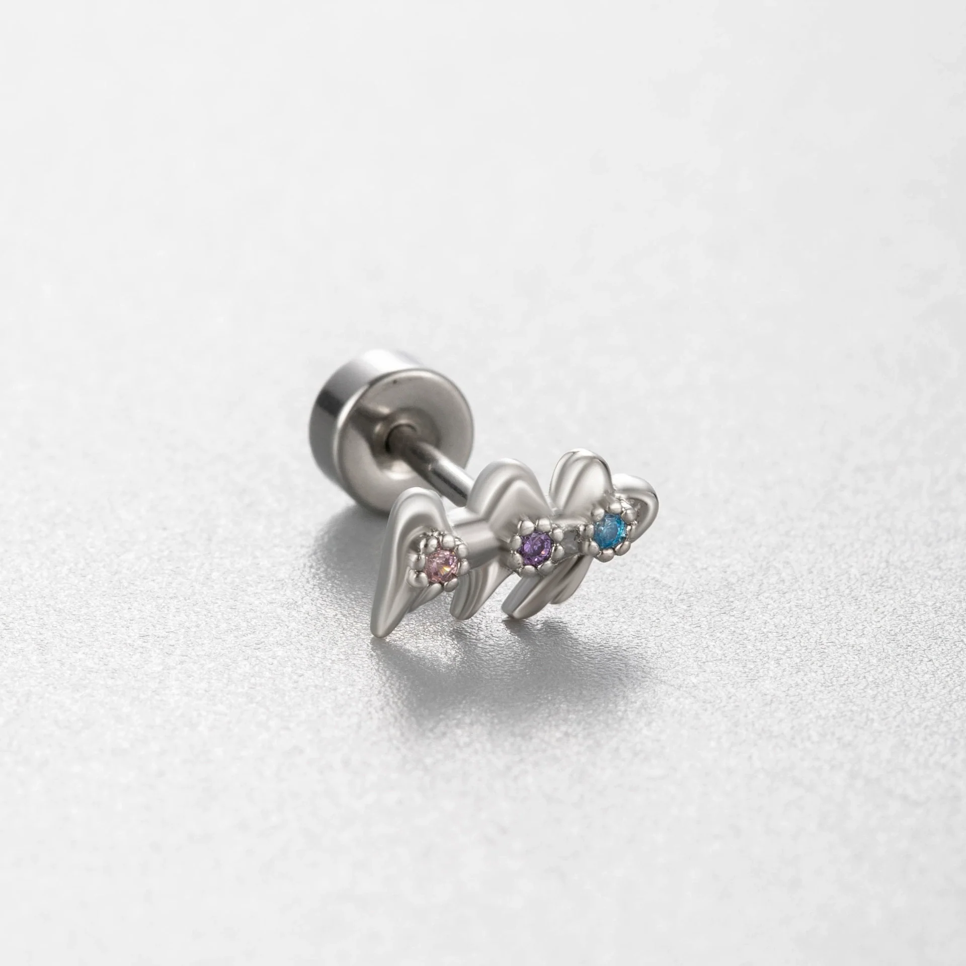 Titanium Steel Ear Nail With Pink Cherry Bow And Inlaid Zircon For Women - Image 8