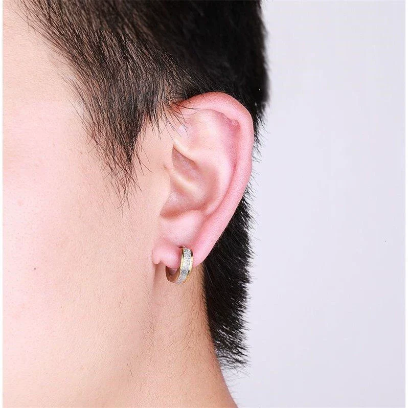 Titanium Steel Ear Ring Fashion Frosted Geometric Electroplating Unisex And Women's Ear Accessories - Image 3