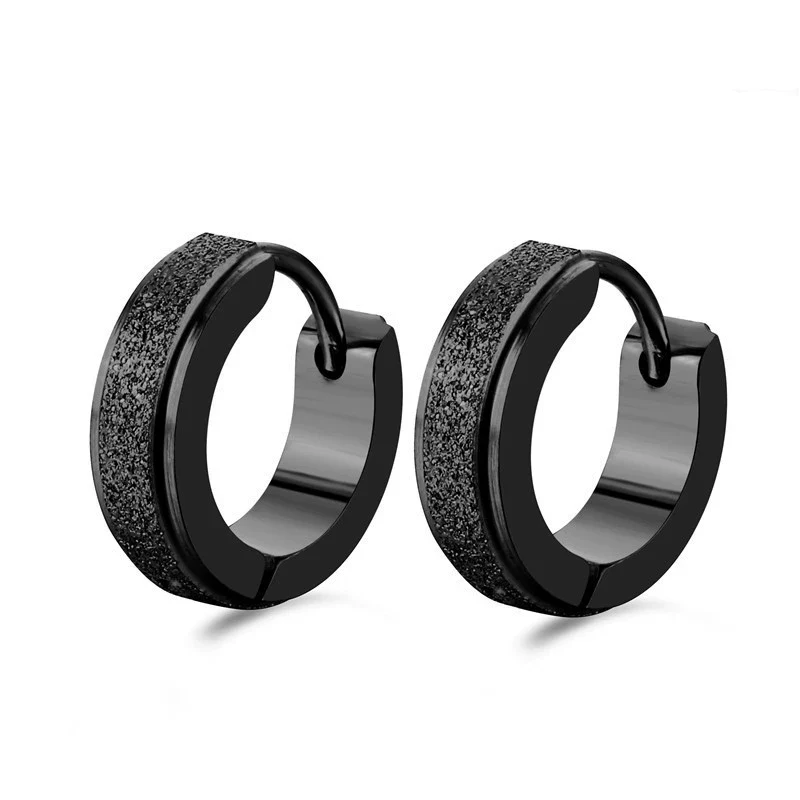 Titanium Steel Ear Ring Fashion Frosted Geometric Electroplating Unisex And Women's Ear Accessories - Image 4