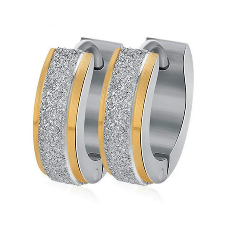 Titanium Steel Ear Ring Fashion Frosted Geometric Electroplating Unisex And Women's Ear Accessories - Image 6