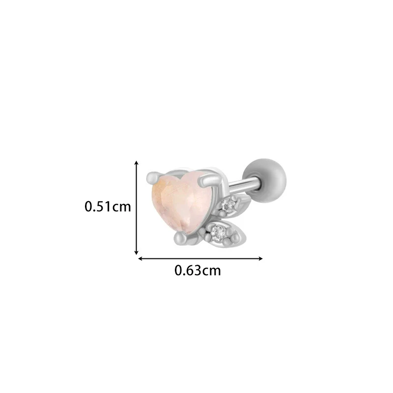 Titanium Steel Ear Studs With Copper Inlaid Zircon Angel Love Cherry Bow And Flower Pattern Electroplated For Women - Image 12