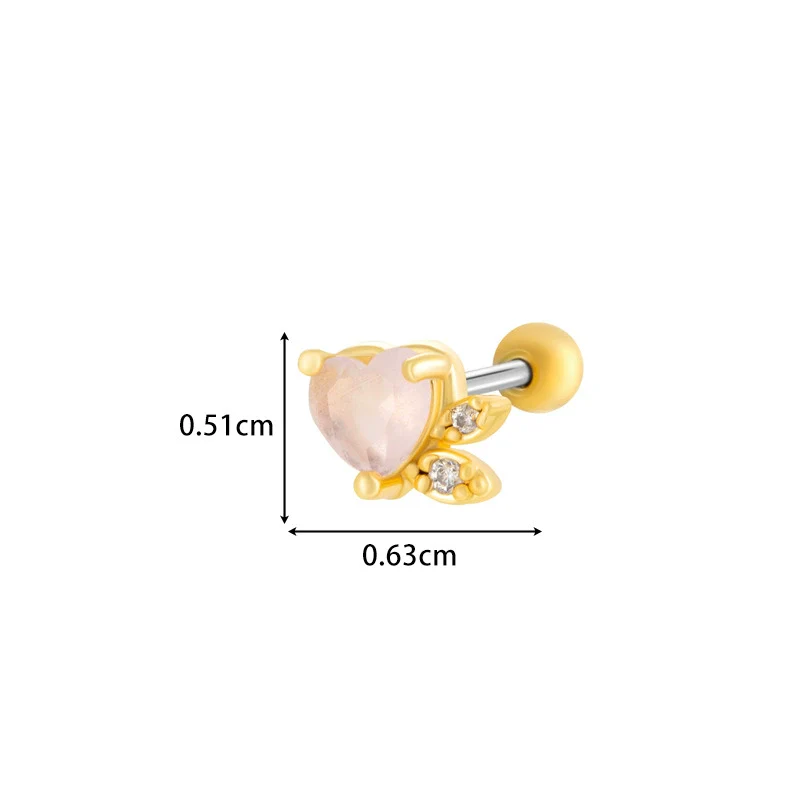 Titanium Steel Ear Studs With Copper Inlaid Zircon Angel Love Cherry Bow And Flower Pattern Electroplated For Women - Image 13