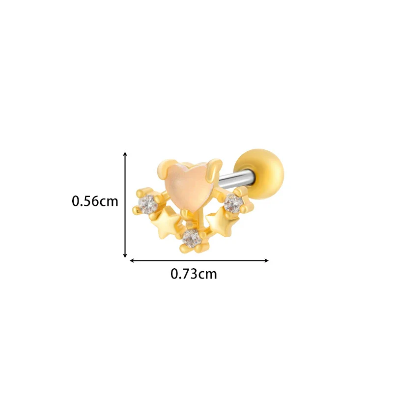 Titanium Steel Ear Studs With Copper Inlaid Zircon Angel Love Cherry Bow And Flower Pattern Electroplated For Women - Image 22