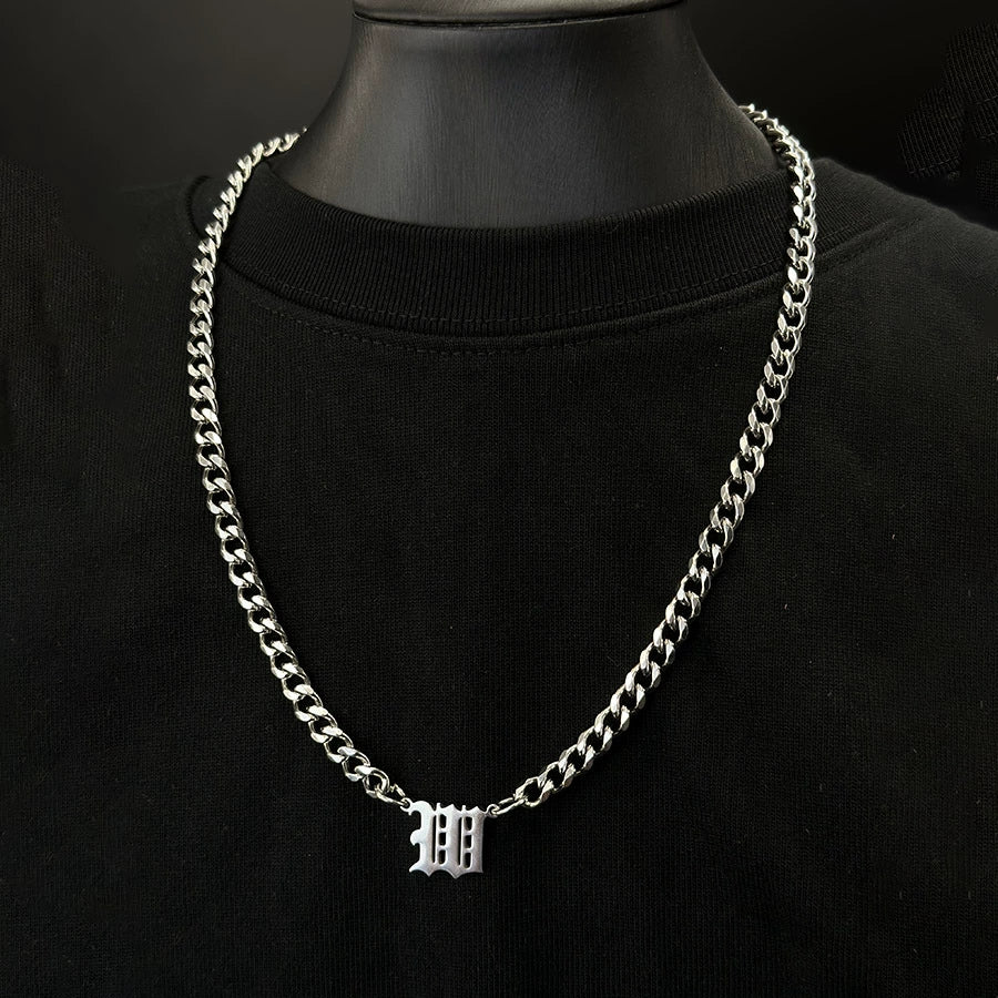 Titanium Steel English Alphabet Pendant Necklace With Cuban Chain Electroplating Hip Hop Fashion Style - Image 31