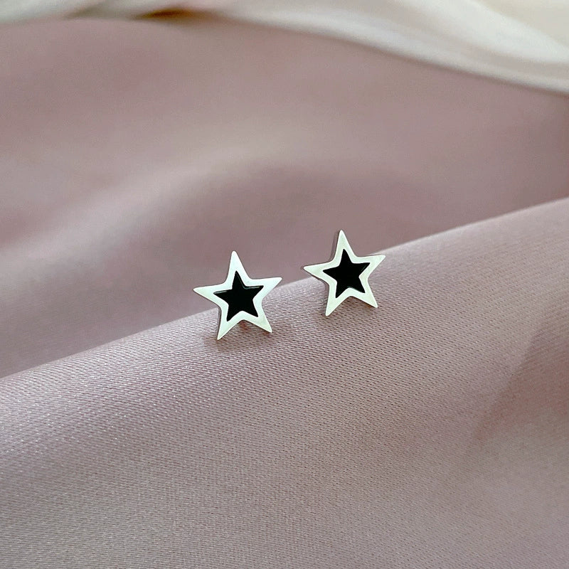 Titanium Steel Fivepointed Star Geometric Style Electroplated Earrings For Men And Women - Image 6