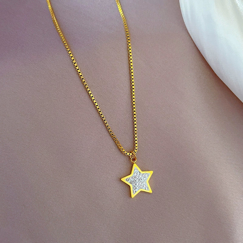 Titanium Steel Fivepointed Star Minimalist Electroplated Necklace Unisex Accessories - Image 4