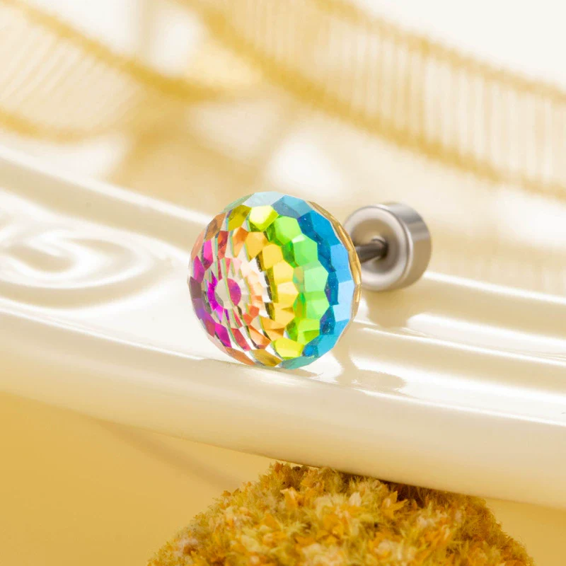 Titanium Steel Geometric Crystal Screw Ear Nail - Image 10