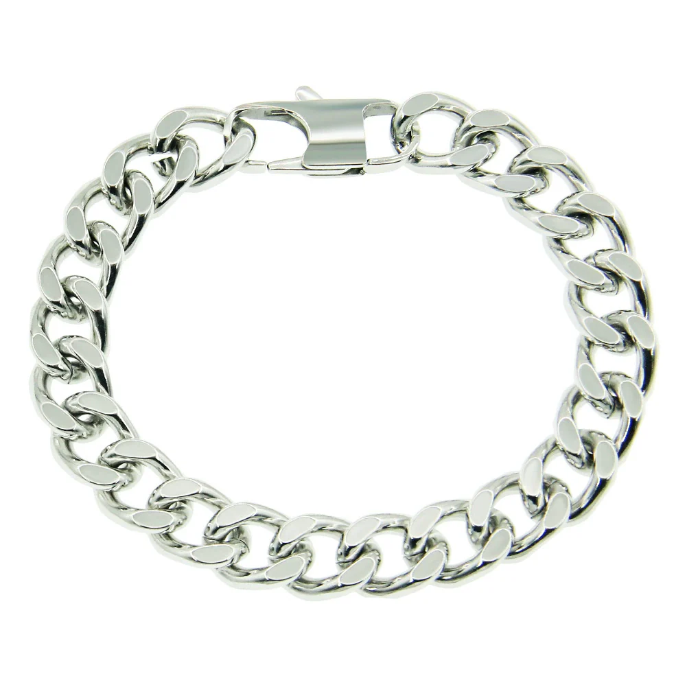 Titanium Steel Geometric Cuban Chain Bracelet For Men Street Punk Motorcycle Style