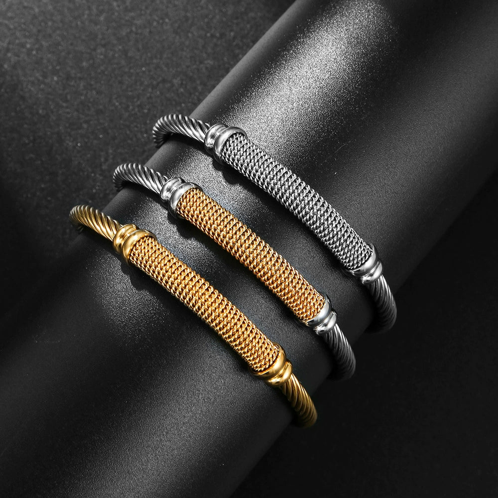 Titanium Steel Geometric Electroplated Unisex Ctype Adjustable Bracelet - Image 3