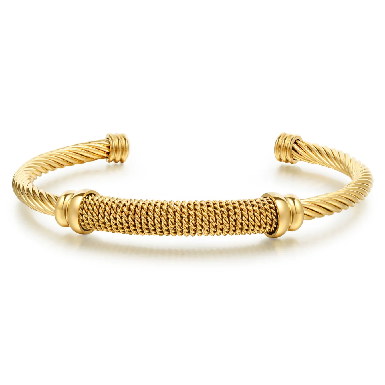 Titanium Steel Geometric Electroplated Unisex Ctype Adjustable Bracelet - Image 6