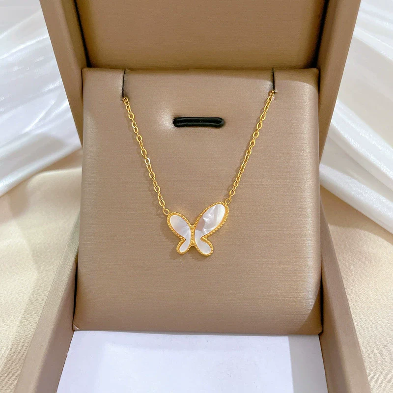 Titanium Steel Geometric Elegant Stylish Normcore Style Real Gold Plated Necklace For Women