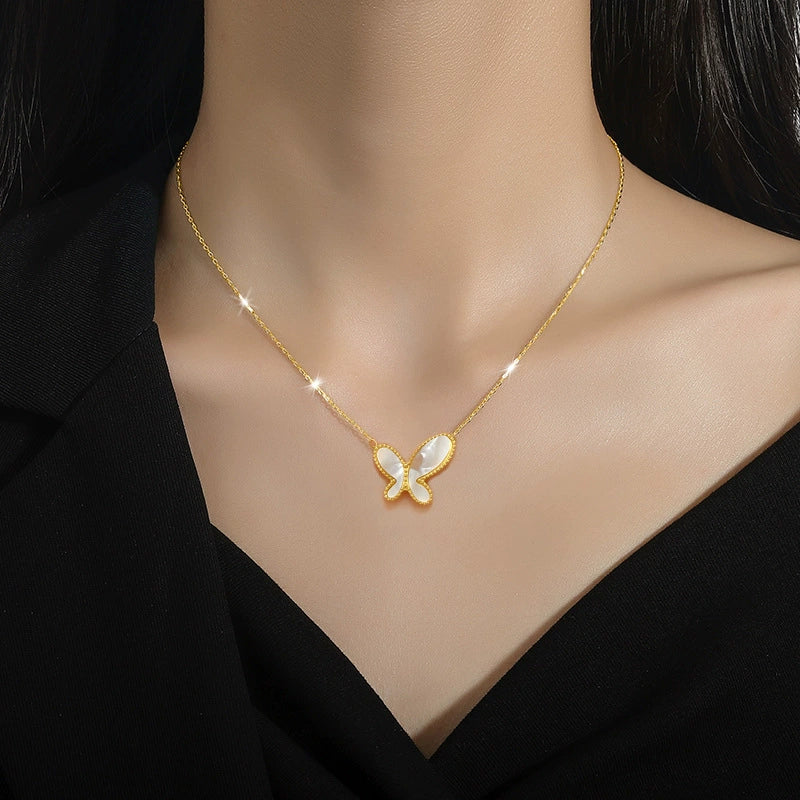 Titanium Steel Geometric Elegant Stylish Normcore Style Real Gold Plated Necklace For Women - Image 2