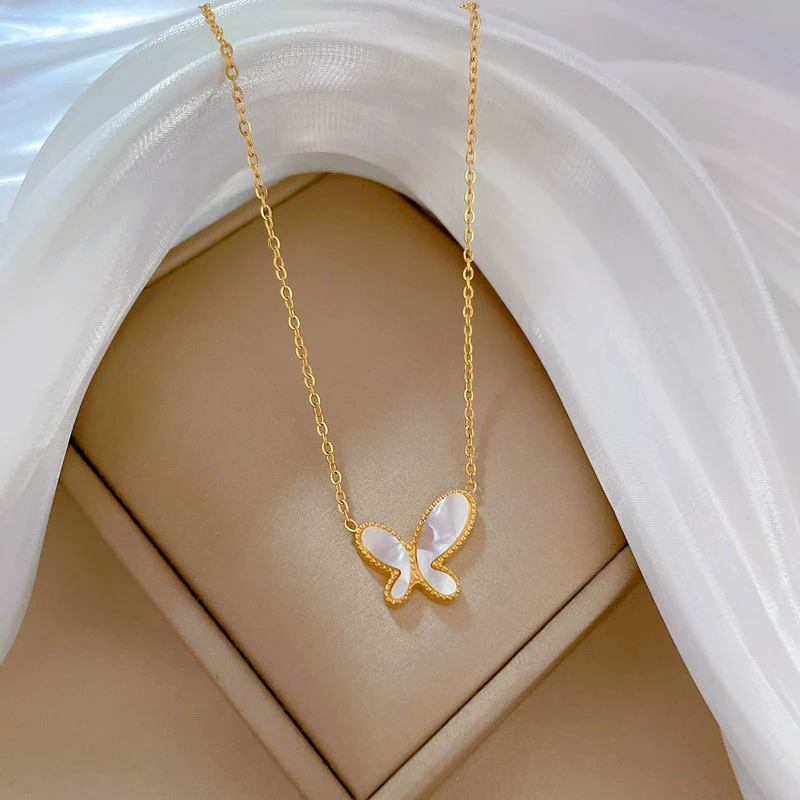 Titanium Steel Geometric Elegant Stylish Normcore Style Real Gold Plated Necklace For Women - Image 6