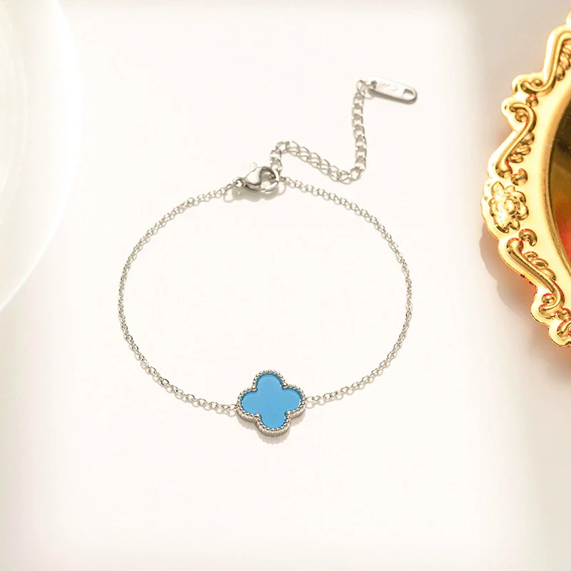 Titanium Steel Geometric Fourleaf Clover Bracelet Electroplated Light Luxury Women's Summer Fashion Accessory - Image 19