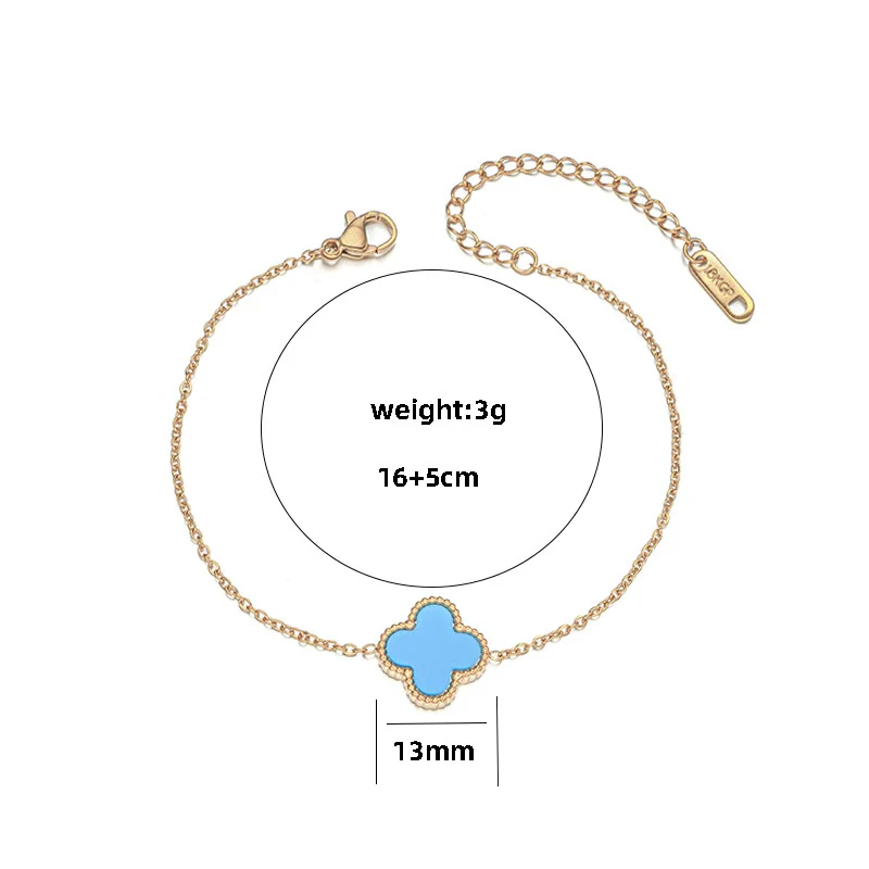 Titanium Steel Geometric Fourleaf Clover Bracelet Electroplated Light Luxury Women's Summer Fashion Accessory - Image 5