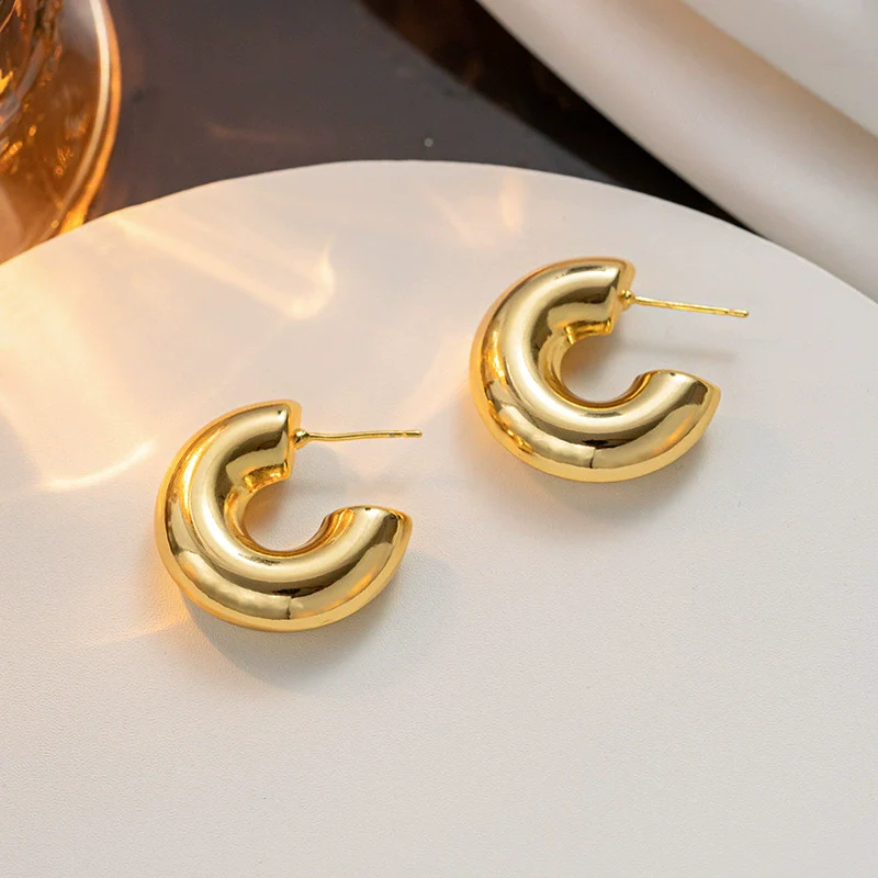 Titanium Steel Geometric Hollow Cylindrical Electroplated Women's Earrings Jewelry - Image 4