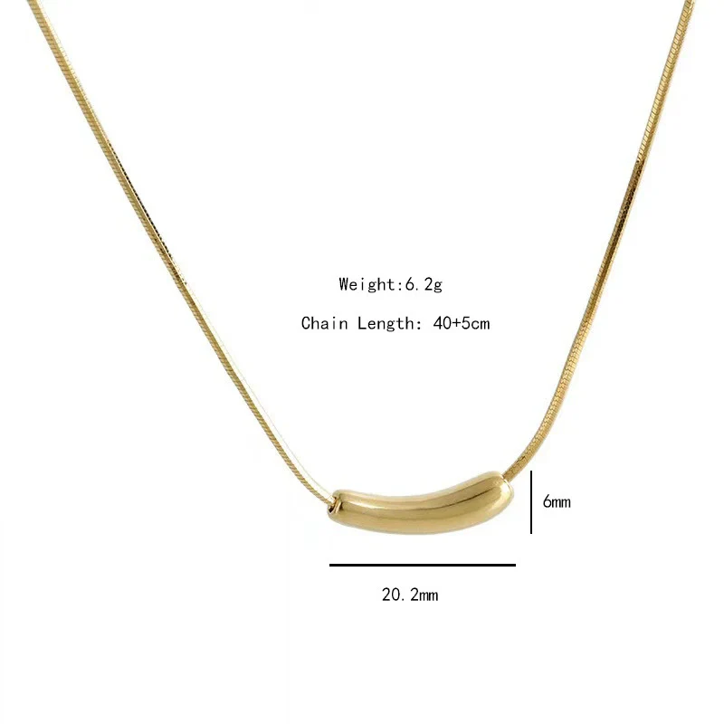 Titanium Steel Geometric Light Luxury Snake Bone Chain Necklace With Eggplant Pendant For Women Electroplated - Image 5