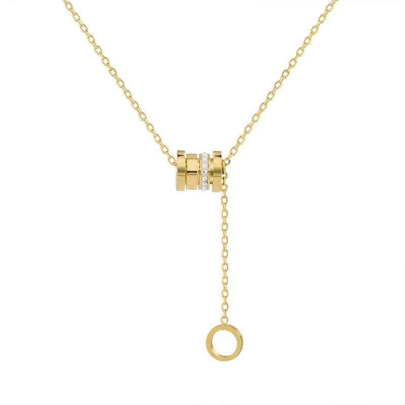 Titanium Steel Geometric Pendant Short Clavicle Chain For Women With Diamond Design - Image 5