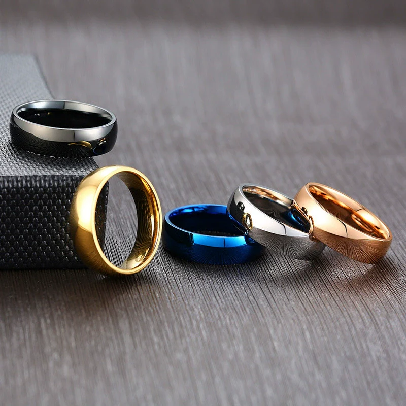 Titanium Steel Geometric Plain Ring Electroplated Unisex Jewelry - Image 3
