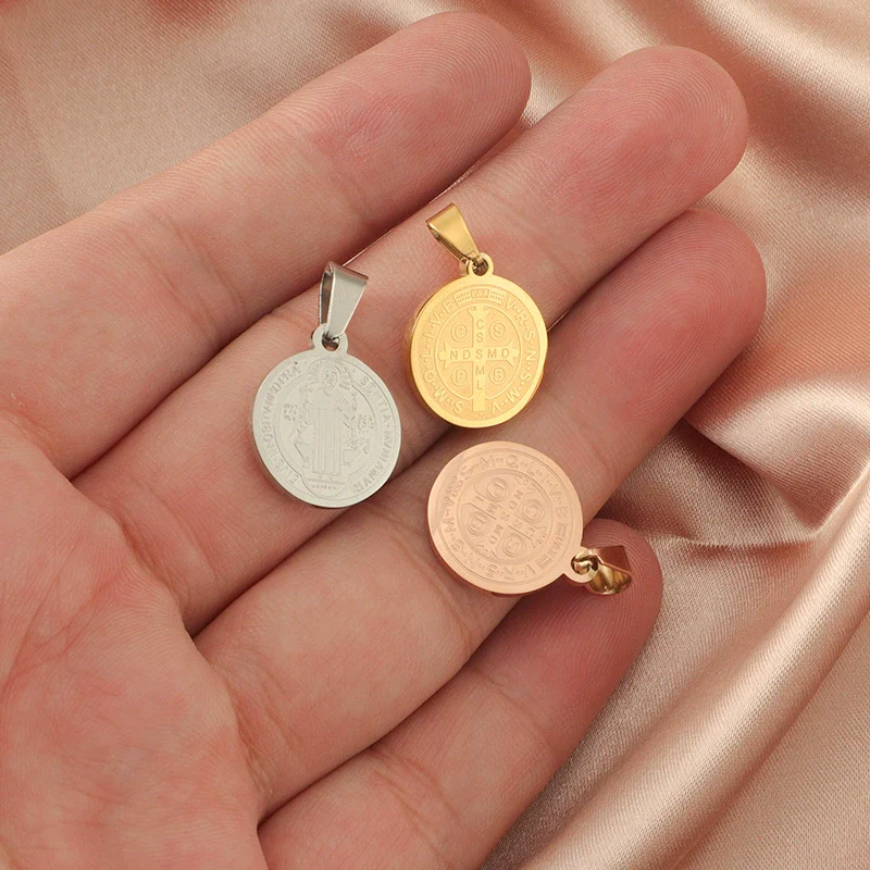 Titanium Steel Geometric Round Cross Bead Pendant Jewelry Accessories Electroplated - Image 3