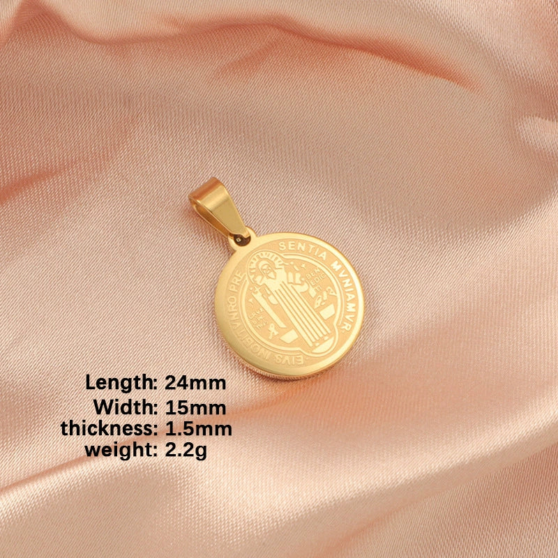 Titanium Steel Geometric Round Cross Bead Pendant Jewelry Accessories Electroplated - Image 7