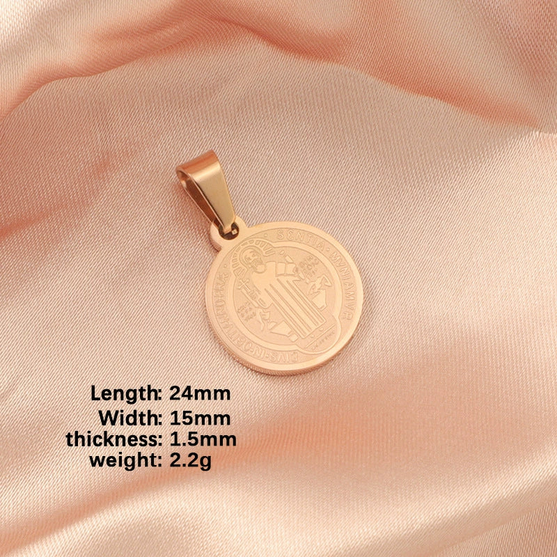 Titanium Steel Geometric Round Cross Bead Pendant Jewelry Accessories Electroplated - Image 8