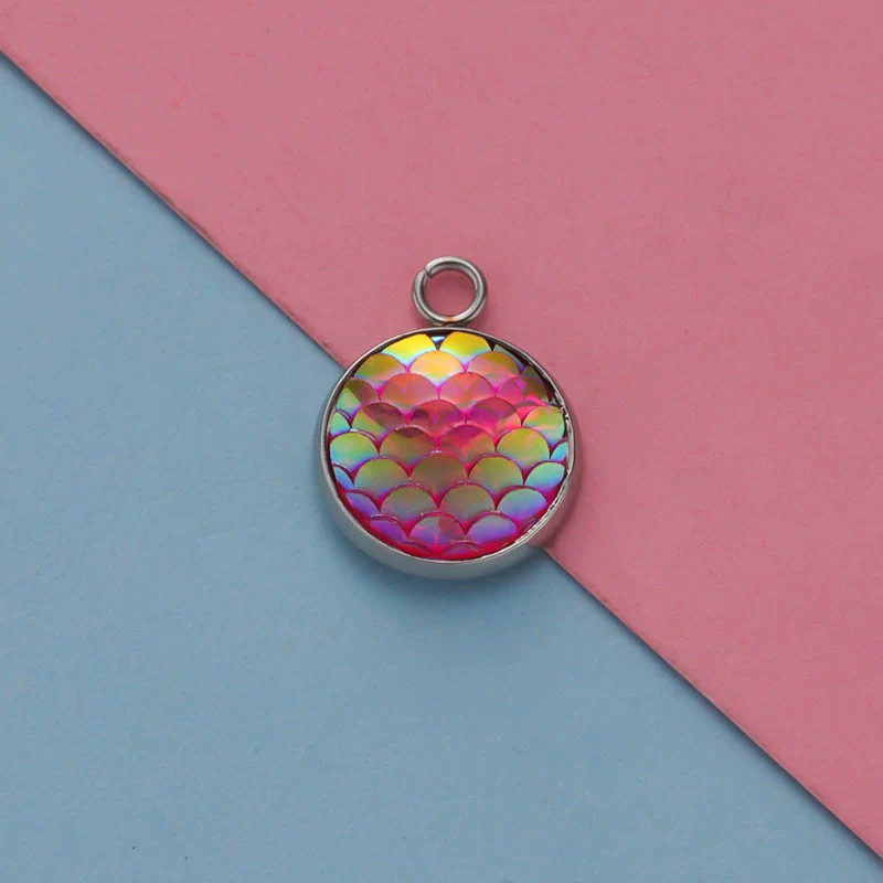 Titanium Steel Geometric Round Fish Scale Jewelry Accessories Pendant - Image 11