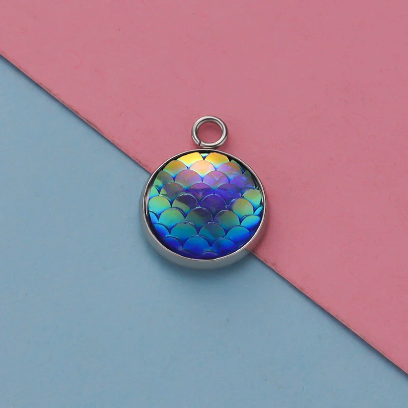 Titanium Steel Geometric Round Fish Scale Jewelry Accessories Pendant - Image 12