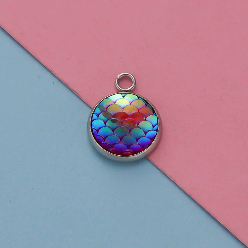 Titanium Steel Geometric Round Fish Scale Jewelry Accessories Pendant - Image 13