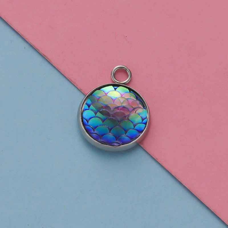 Titanium Steel Geometric Round Fish Scale Jewelry Accessories Pendant - Image 16