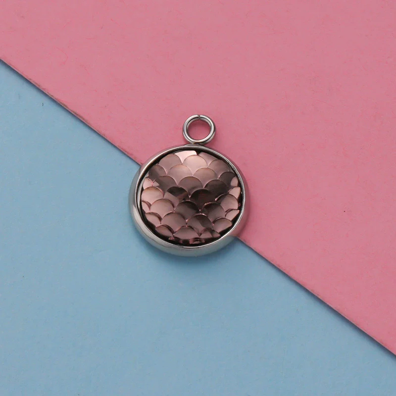 Titanium Steel Geometric Round Fish Scale Jewelry Accessories Pendant - Image 17