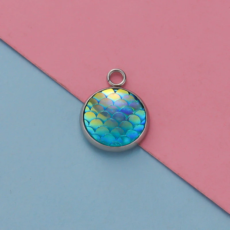 Titanium Steel Geometric Round Fish Scale Jewelry Accessories Pendant - Image 18