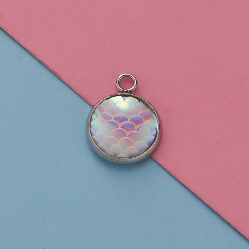 Titanium Steel Geometric Round Fish Scale Jewelry Accessories Pendant - Image 20