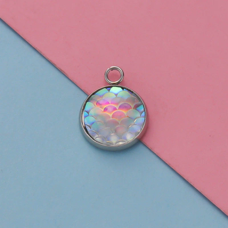Titanium Steel Geometric Round Fish Scale Jewelry Accessories Pendant - Image 6