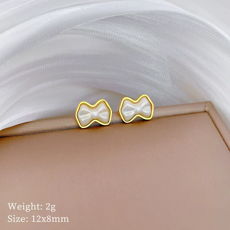 Titanium Steel Geometric Specialshaped Pearl Minimalist Style Electroplated Earrings For Women And Men - Image 4
