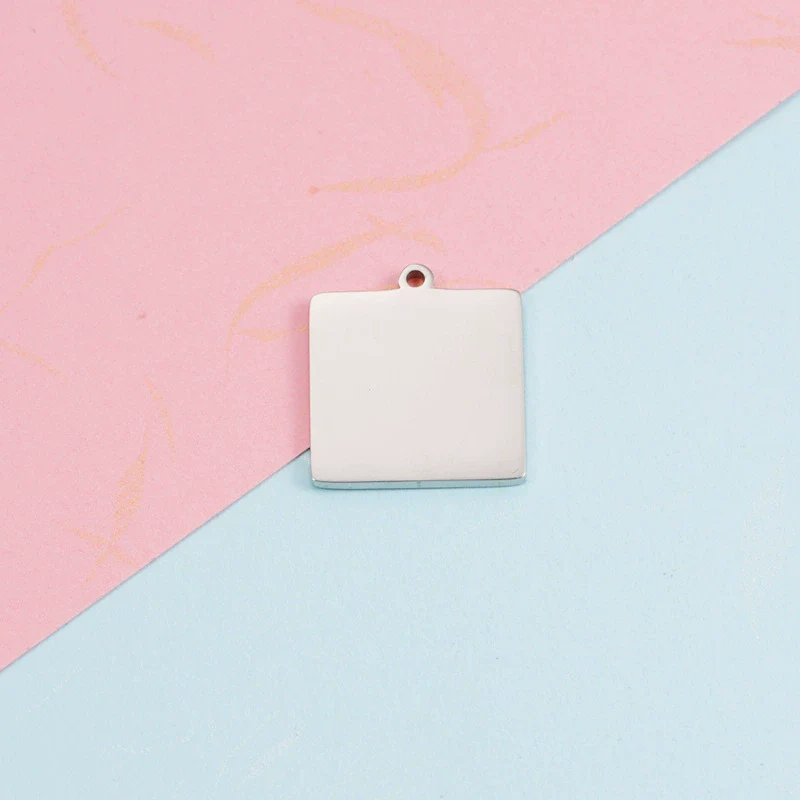 Titanium Steel Geometric Square Outer Hole Engraved And Electroplated Pendant Jewelry Accessories - Image 5