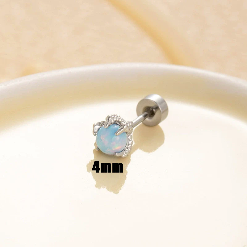 Titanium Steel Geometric Style Dragon Ball Dragon Claw Ear Nails For Women With Precious Stones - Image 4