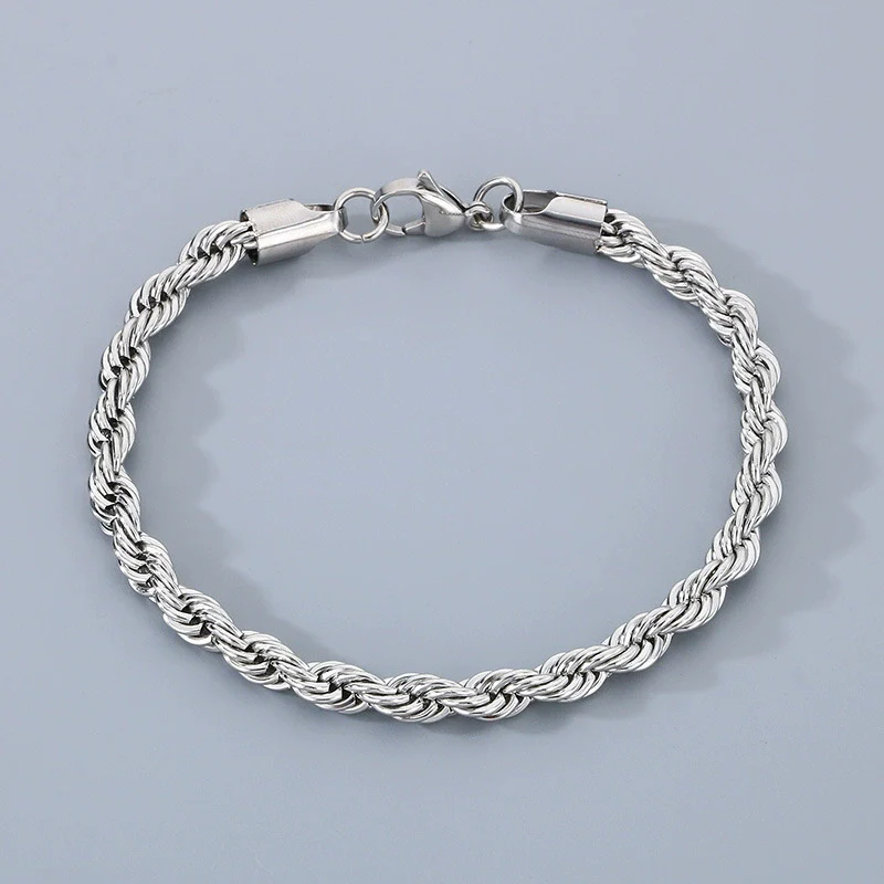 Titanium Steel Geometric Twist Chain Bracelet Electroplated Unisex - Image 10
