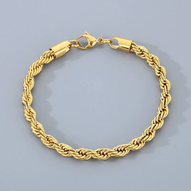 Titanium Steel Geometric Twist Chain Bracelet Electroplated Unisex - Image 11