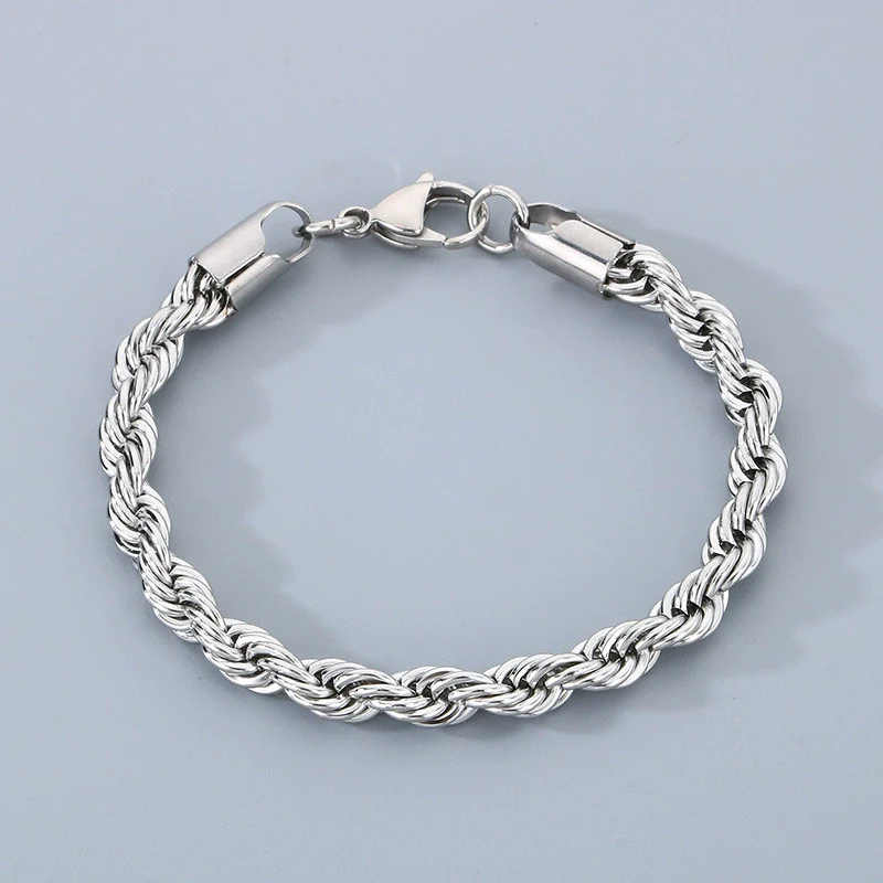 Titanium Steel Geometric Twist Chain Bracelet Electroplated Unisex - Image 12