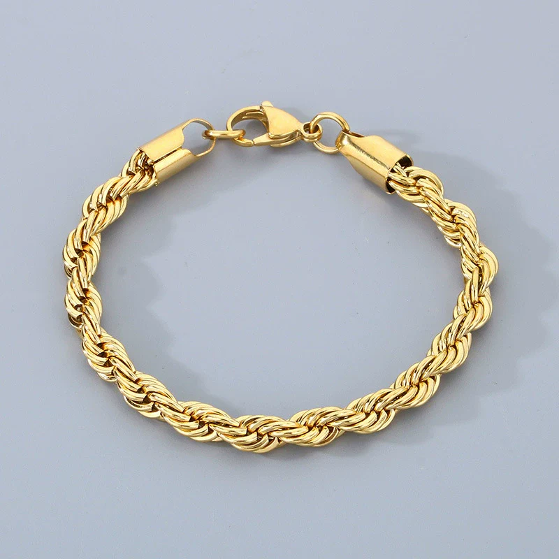 Titanium Steel Geometric Twist Chain Bracelet Electroplated Unisex - Image 13