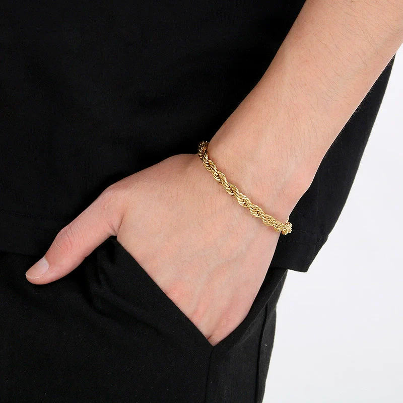 Titanium Steel Geometric Twist Chain Bracelet Electroplated Unisex - Image 3