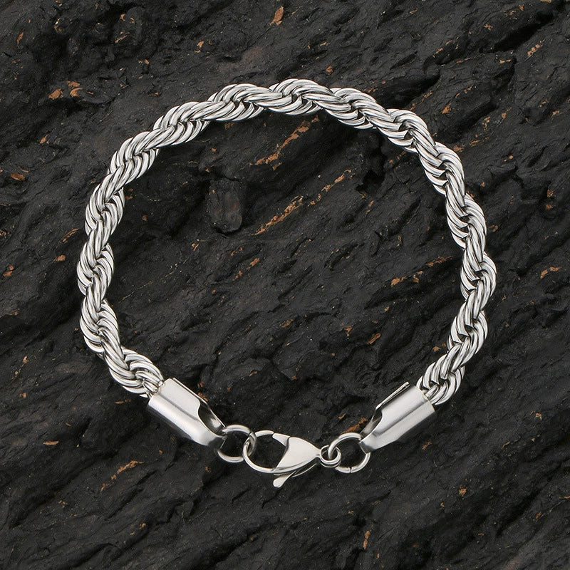 Titanium Steel Geometric Twist Chain Bracelet Electroplated Unisex - Image 4
