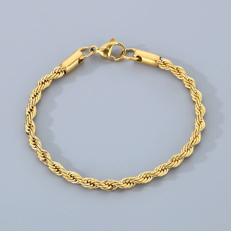Titanium Steel Geometric Twist Chain Bracelet Electroplated Unisex - Image 9